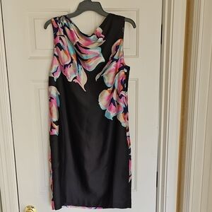 LOFT Pink & Blue Floral, Gray Sheath Dress Cocktail